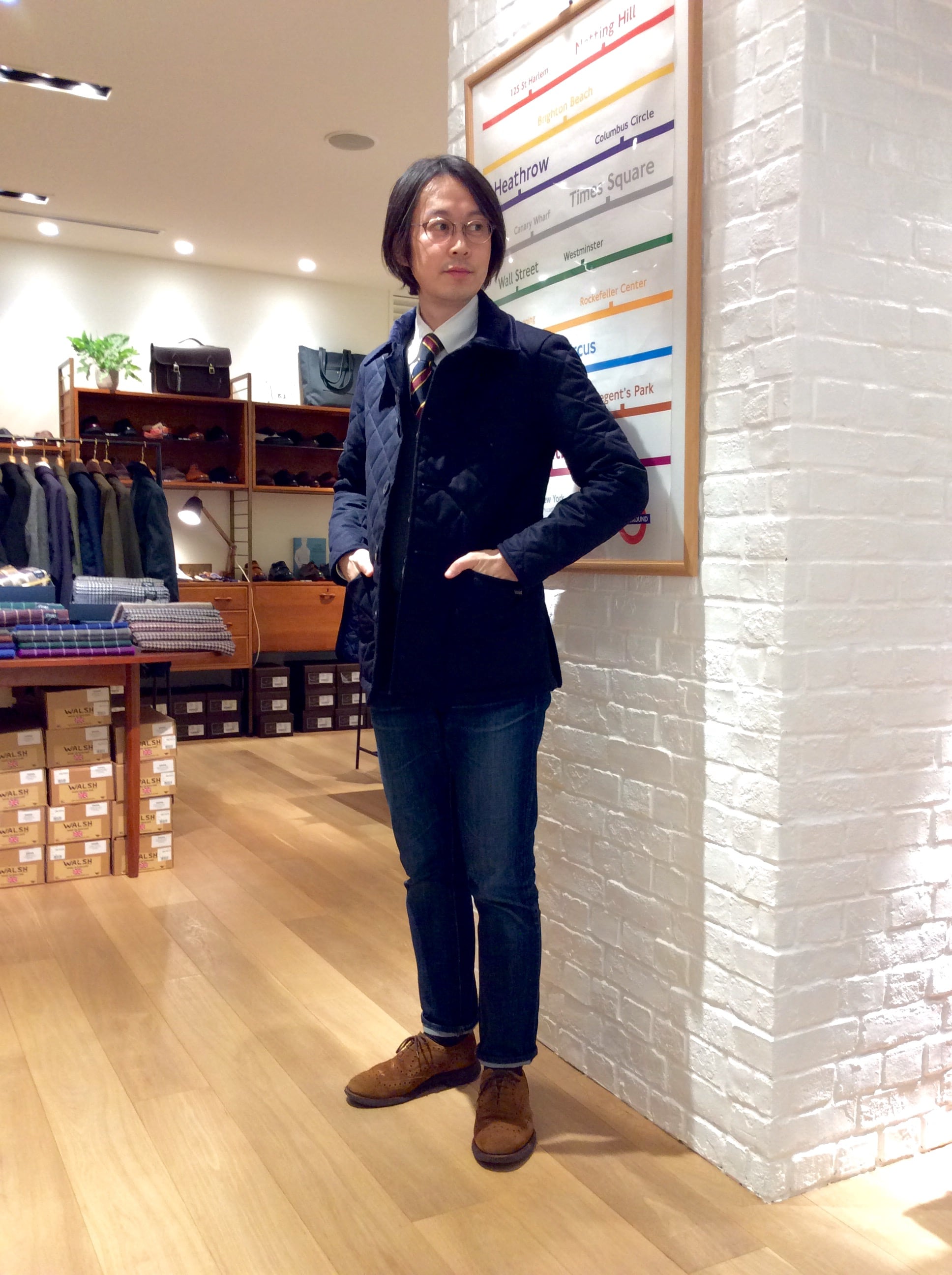 195 イギリス製 LAVENHAM 軽量 ウール ヘリンボーン ツイードコート