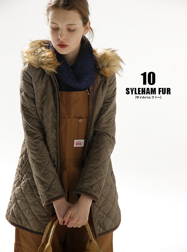 LAVENHAM RAMSEY FUR ファー付キルティング ミドル丈コート | www