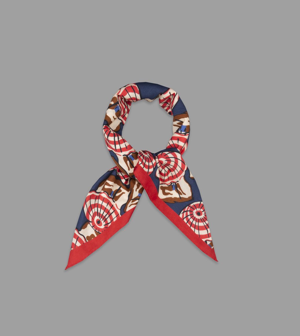 Navy and Red Parasol Print Cotton Bandana