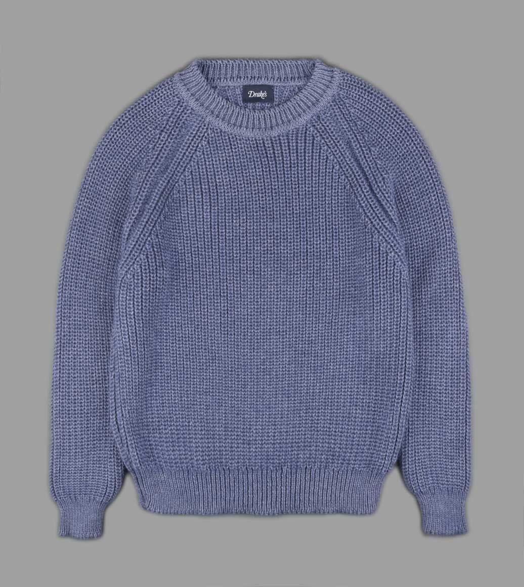 Blue Fisherman Knit Mohair-Cotton Jumper