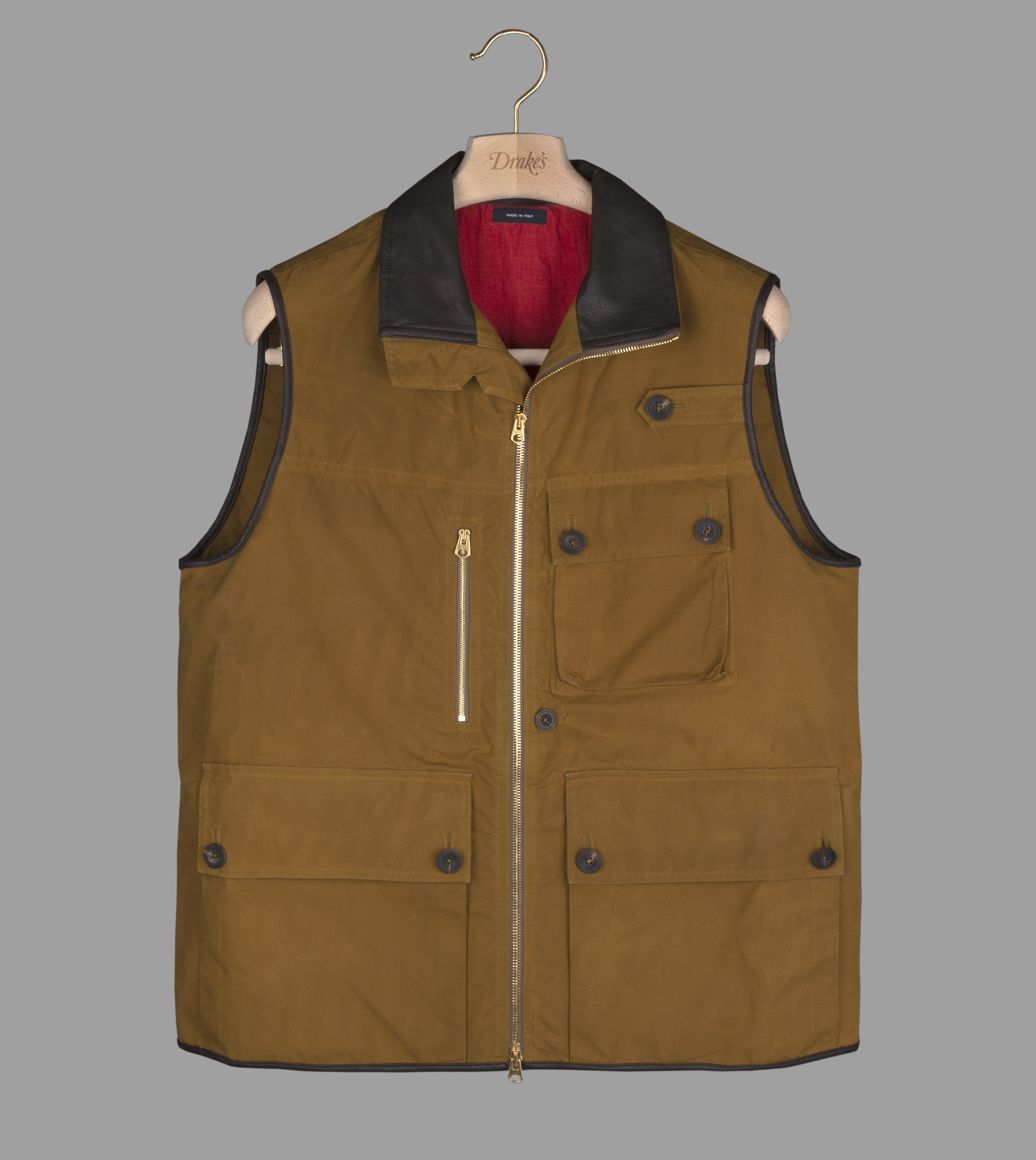 Khaki Brown Cotton Tropical Stable Vest