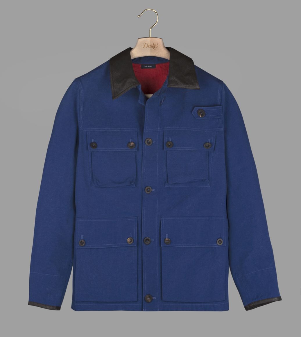 Blue Cotton-Nylon Tropical Stable Jacket