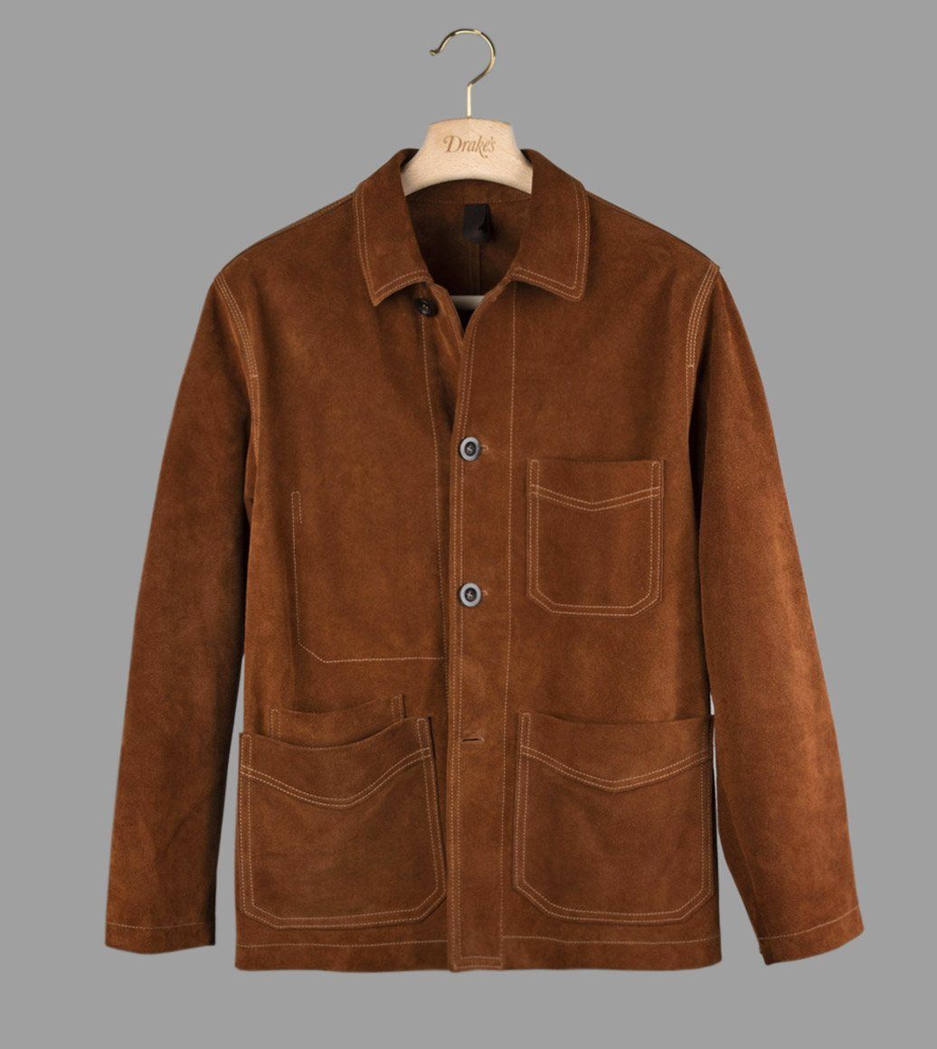 Rust Heavyweight Suede Five-Pocket Chore Jacket