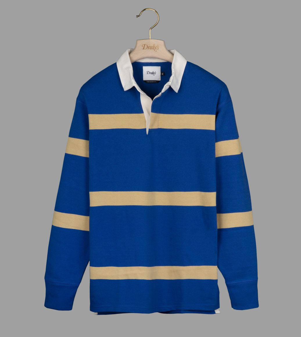 Blue and Yellow Striped Cotton Rugby Shirt