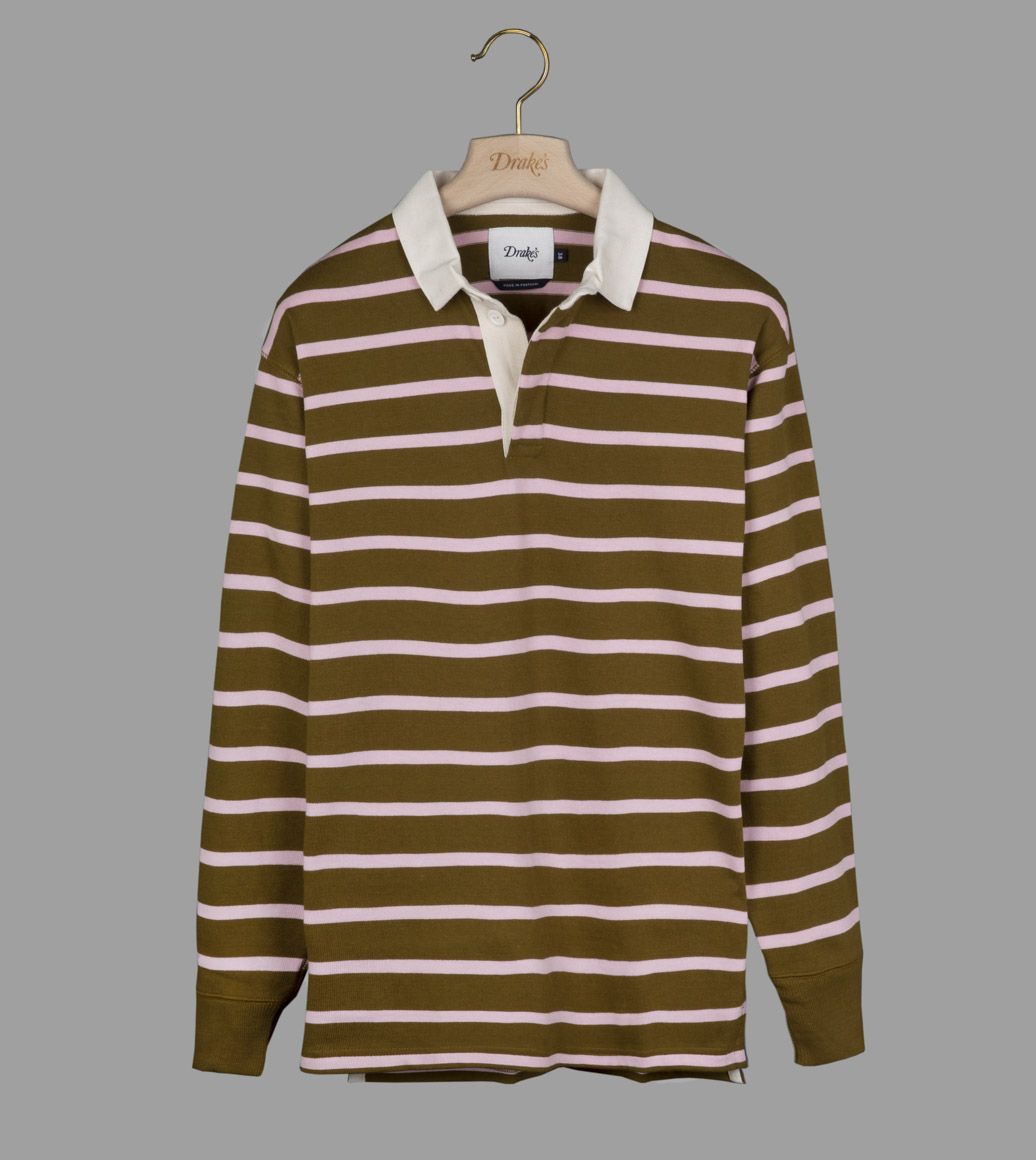 Brown and Pink Striped Cotton Rugby Shirt