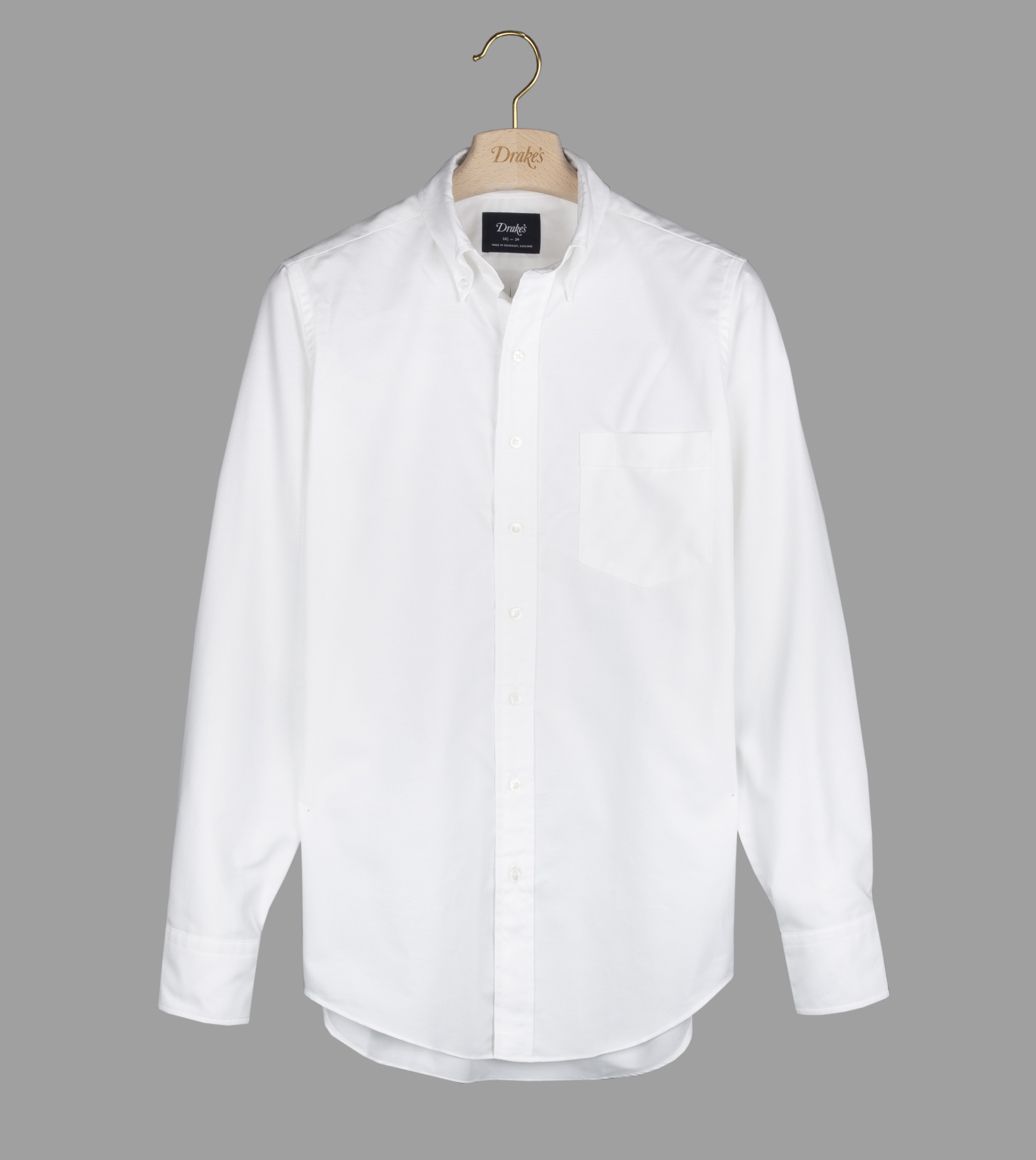 White Oxford Regular Fit Shirt with Button Down Collar