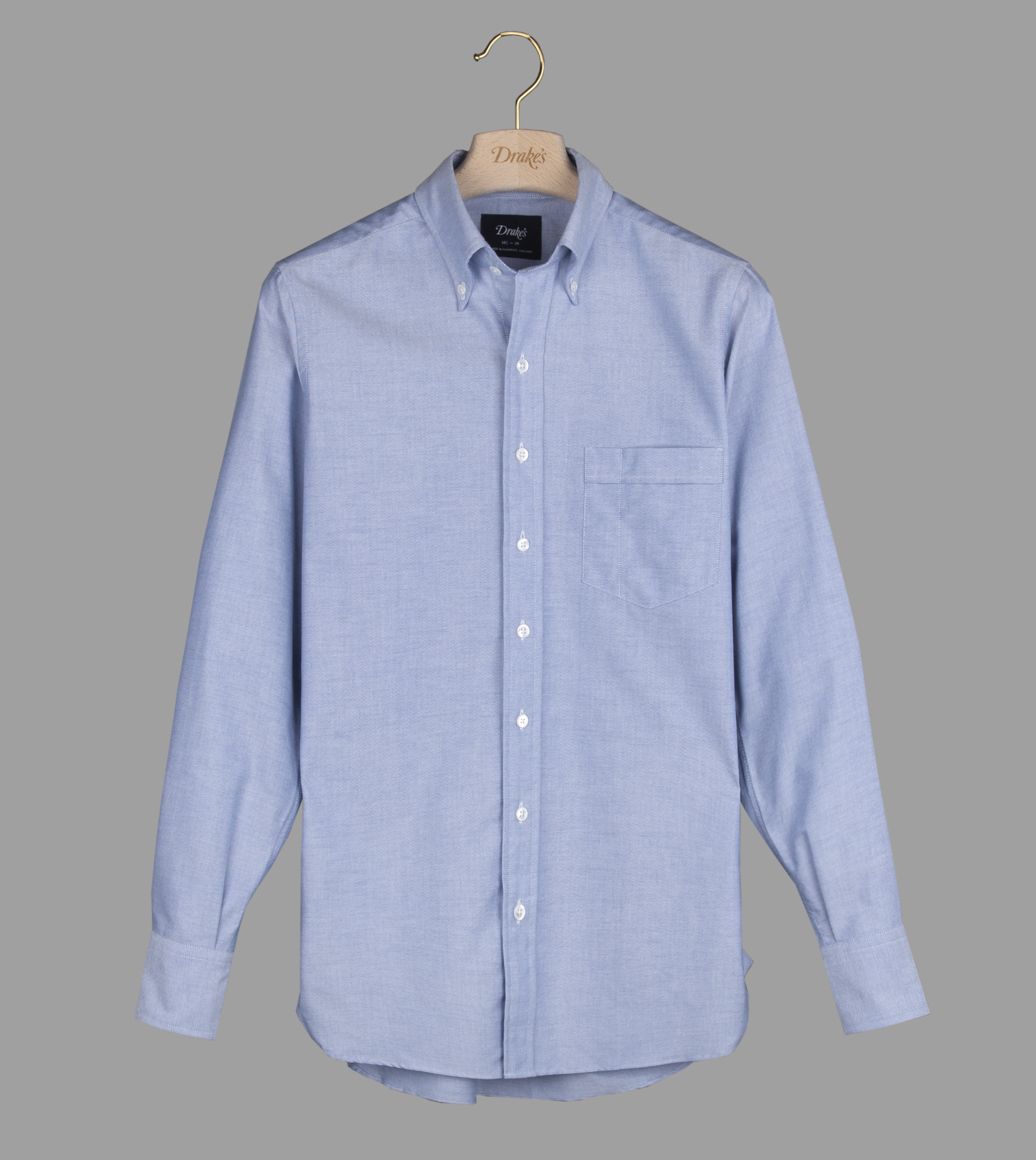 Blue Oxford Regular Fit Shirt with Button Down Collar