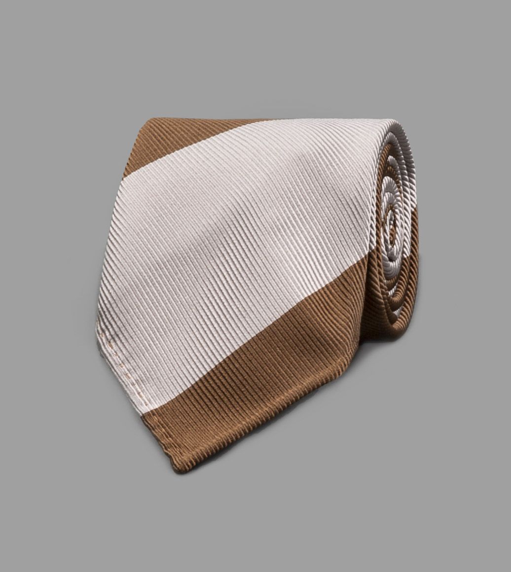 Coffee and Cream Broad Stripe Mogador Tie