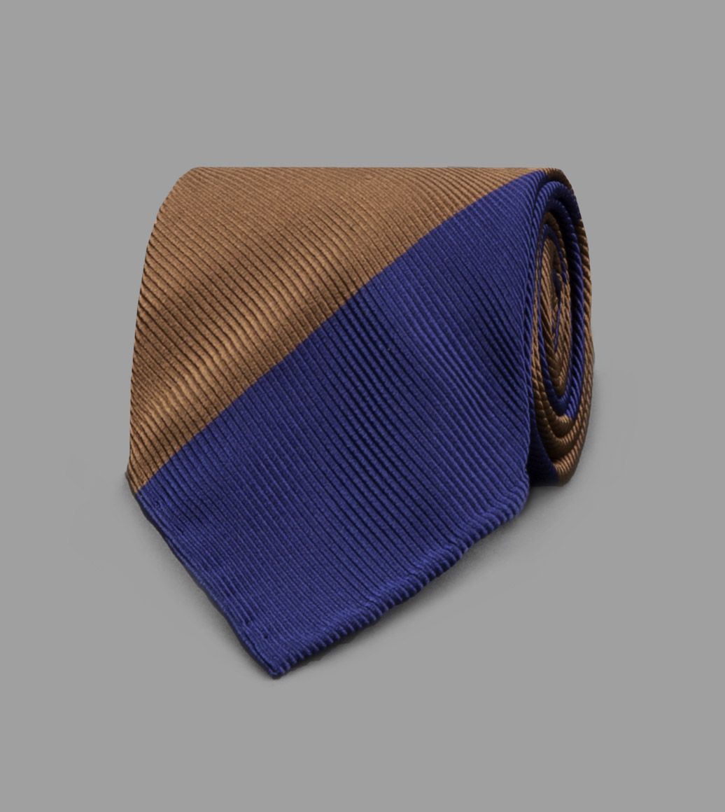 Blue and Brown Broad Stripe Mogador Tie