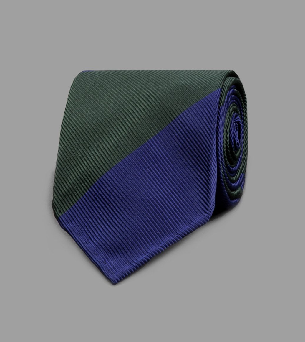 Blue and Green Broad Stripe Mogador Tie