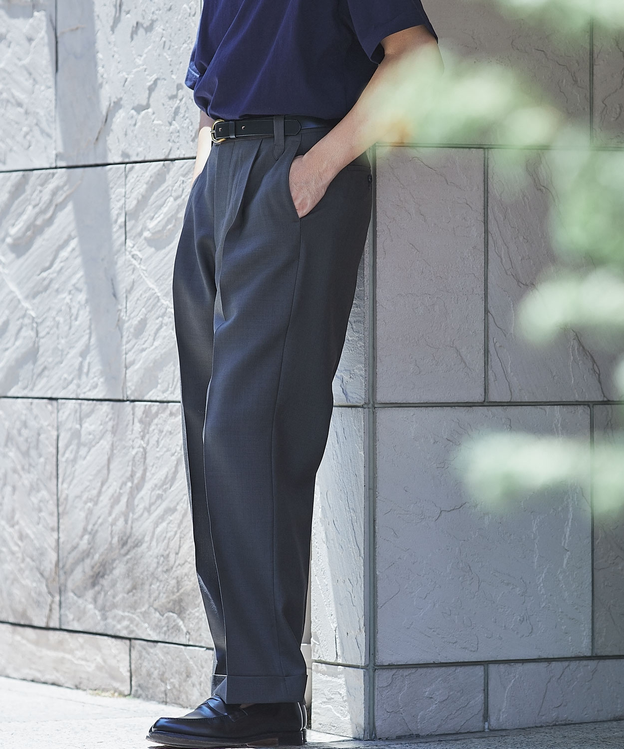 ブリティッシュメイド グレーウール ドレスパンツ セントアイヴス BRITISH MADE Grey Wool Dress Wide Pants St.Ives