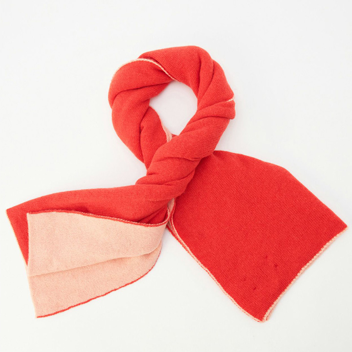 リバーシブルチューブラースカーフ(カシミヤ) Q23768/Sea Pink/Orkney Red