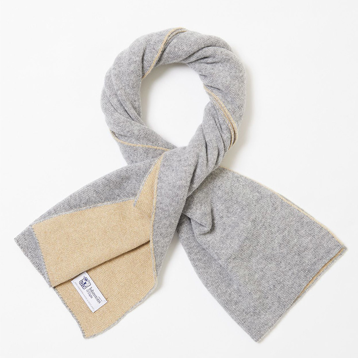 リバーシブルチューブラースカーフ(カシミヤ) Q23769/Light Grey/Light Camel