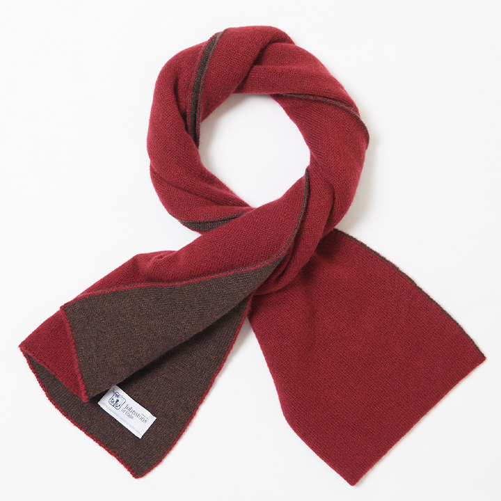 リバーシブルチューブラースカーフ(カシミヤ) Q23771/Wine/Peat