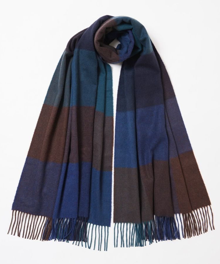 タータンチェックストール(カシミヤ) RU7338/Navy