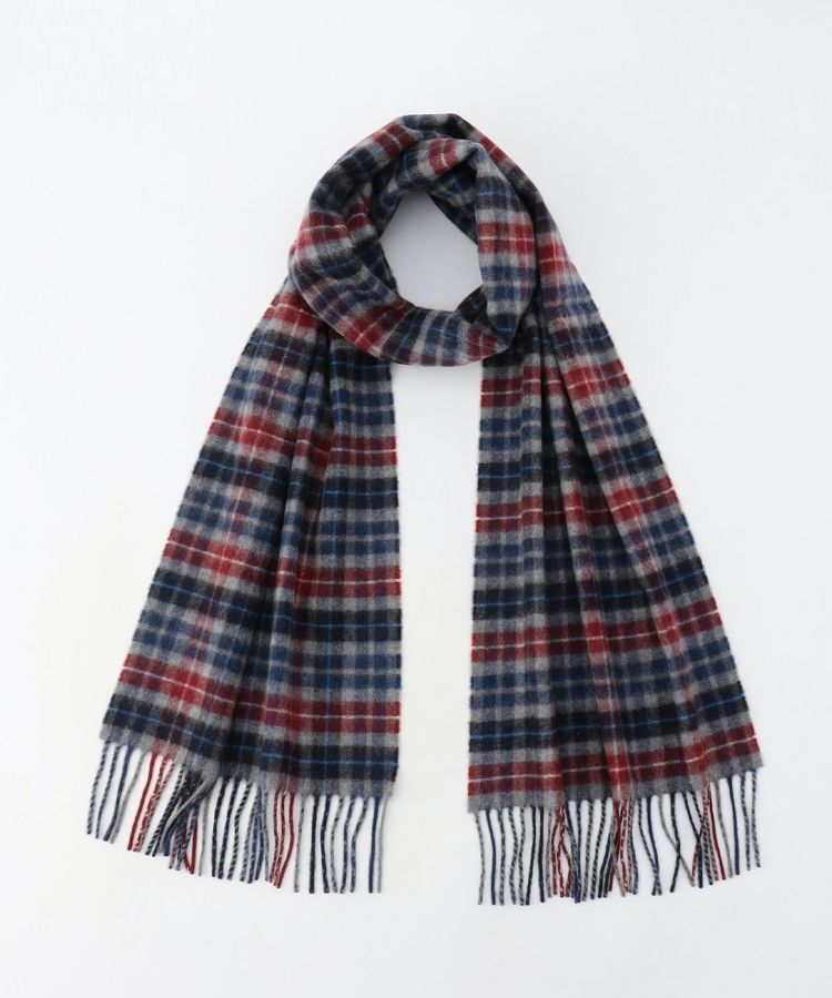 中判タータンチェックスカーフ(カシミヤ) RU7329/Blue